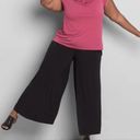 Lane Bryant  Wide Leg Solid Black Elastic Waist Pull On Pants Pockets 14/16 Plus Photo 2