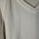 Z Supply  White Long Sleeve V-neck Oversized Waffle Knit Shirt Women Sz M Photo 5