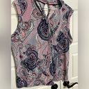 Tommy Hilfiger  women’s large bandana print sleeveless blouse with keyhole back Photo 2