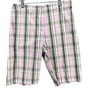 Anne Klein  Sport Bermuda Shorts Womens 8 Pink Green Plaid Golf High Rise Stretch Photo 0