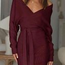 NEW Batwing Sleeve Wrap Knit Backless Pullover Sweater Dress L NO BELT Size L Photo 0