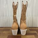 Oasis Society Womens Cowgirl Boots 7.5 Tan Point Toe Mid Calf Contrast Western Photo 5