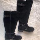 REPORT ARVADA BLACK SUEDE KNEE HIGH ZIP UP WOMENS BOOTS WITH BUCKLE SIZE 5.5 Photo 0