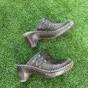 Frye Charlotte chocolate brown leather studded slip on wedge mules 7 Photo 1