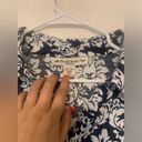 Brooks David  Womam Linen Blouse 2X Navy White Floral Vine Print 3/4 Sleeve Photo 1