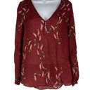 Massimo Dutti  Women’s 100% Silk Feather Print V-Neck Blouse Size 6 Photo 0