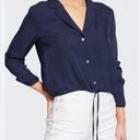 Vince  Button-Front Long-Sleeve Drawstring Crop Shirt Photo 0