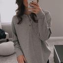 L.L.Bean Gray Henley Top Photo 1