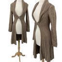 Beretti Open Front Duster Cardigan Wool Blend Sweater Buckle Taupe Womens Medium Tan Photo 1