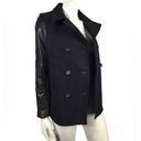 All Saints Zaskia Pea Coat Navy Wool Black Leather
Sleeves Double Breasted Photo 14