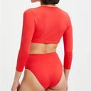 Good American  Sexy Boost 3/4 Sleeve Swim Top NWT Size 1 in Color Poppy Red Photo 2