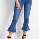Chelsea and Violet  High Rise Flared Hem Crop Jeans Distressed Frayed Size 25 Photo 0