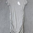 Antistar Women's Medium Heather Grey T Shirt Dress Short Sleeve Ruched Sides $75 Photo 0