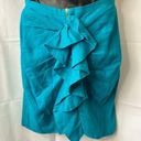 ZARA  Women’s Teal Linen Ruffle Midi Skirt Size Small Photo 7