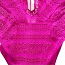 Becca  Color Play One-Piece Swimsuit Hot Pink Flambé Crochet Lace Swim Size Large Photo 5