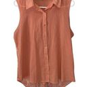 Edge  Orange Sleeveless Blouse L Lace Panel Button Front Button Back Collared Photo 0