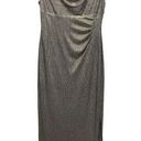 Connected Apparel  Womens Brown Metallic Cap Sleeve Maxi Evening Sheath Dress 12P Photo 0