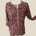 Quacker Factory Sweater, The  Womens Purple Animal Print Cardigan Bling Button Up Photo 0