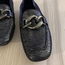 Donald Pliner  Black Silver Metallic Chain Loafer Size 7 Photo 1