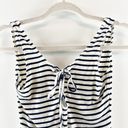 Lovers + Friends  Allie Tank Top Striped Lace Up Bodysuit Navy Blue White Small Photo 5