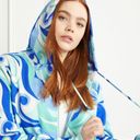 Hill House  Allie Zip-Up Hooded Fleece Jacket in Ocean Kaleidoscope Size Small Photo 2