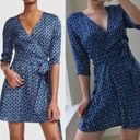 Maje  Reanny blue satin printed wrap dress Photo 1