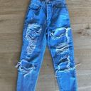 LIONESS  High Waisted Ripped Jeans in Blue Photo 0