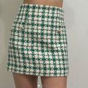 ZARA Green White Bejeweled Knit Plaid Mini Skirt Photo 8