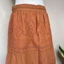 Jason Wu  Terra Cotta Orange Rust Eyelet Lined Tiered Skirt Size Medium Photo 2