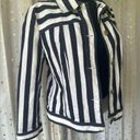 Nanette Lepore  Navy White Striped Denim Jeans Crop Jacket Contemporary Chic S Photo 2