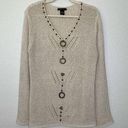 BCBGMAXAZRIA  Cream Open Knit V-neck Sweater Photo 0