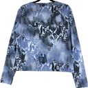 Carlisle  Womens Size L Reptile Print Top Cotton Stretch Long Sleeve Blue Photo 5