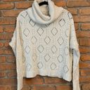 Loft  Women's Bobble Open Knit Long Sleeve Pullover‎ Turtleneck Sweater Ivory - M Photo 0