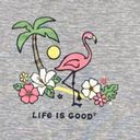 Life is Good Sleep Shirt Size Medium Gray Pink Flamingo Short Sleeves NEW Photo 3