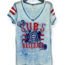 5th & Ocean  Women’s Chicago Cubs Baseball Burnout V-Neck Short Sleeve Tee Small Photo 0