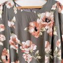 Everly  Grey Floral Long sleeve Skater Sheath Dress Crew Neck Small Photo 2