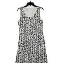 Talbots  Sleeveless Dress Size 10 White Black Floral 100% Linen Lined Womens Photo 0