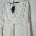 Pretty Little Thing  White Muslin Drape Detail Plunge Neckline Dress Size 14 XL Photo 9