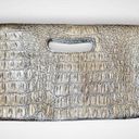 Nine West  Gun Metal Gray Faux Leather Crocodile Print Envelope Style Clutch |EUC Photo 1