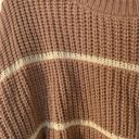 The Moon  & madison Womens Sweater sz M Brown Striped Tight Knit Hem Crew Pullover Photo 2