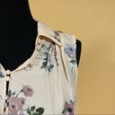 Ro & De  Blush Pink Floral Sleeveless Button Up Front Tie Blouse Tunic Top Size S Photo 4