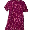 Hill House  The Katherine Nap Dress in Burgundy Botanical Poplin mini dress Sz S Photo 3