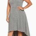 Torrid  Short Sleeve High-Lo Striped Jersey Dress in Gray & Black - size 00 (M/L) Photo 0