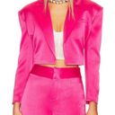 Alice + Olivia Shan Cropped Satin Blazer in Candy Photo 0