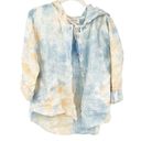 Rachel Zoe  Women Boho Tie Dye 100% Linen Hooded Button Up Shirt Top Size M Photo 1