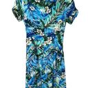 Lindy Bop Fit & Flare Dress Floral Botanical Hawaiian Tropical Blue Green Small Photo 2