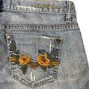 Guess  Y2K Cutoff Jean Shorts 30 Embroidered Flowers Vintage Distressed Logo Photo 6