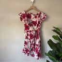 Free People  Floral Wrap Mini Dress Ruffle Cap Sleeve Tie Bow Viscose Flower EUC Photo 2