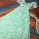 Daisy Vintage  Maxi Dress Flutter sleeve overlay Green pearl white fairy tale Photo 0