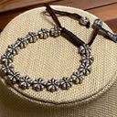 Daisy 2Chic Silver Tone  Flower Beaded Bracelet Brown Adjustable Cord 7.5” Photo 0